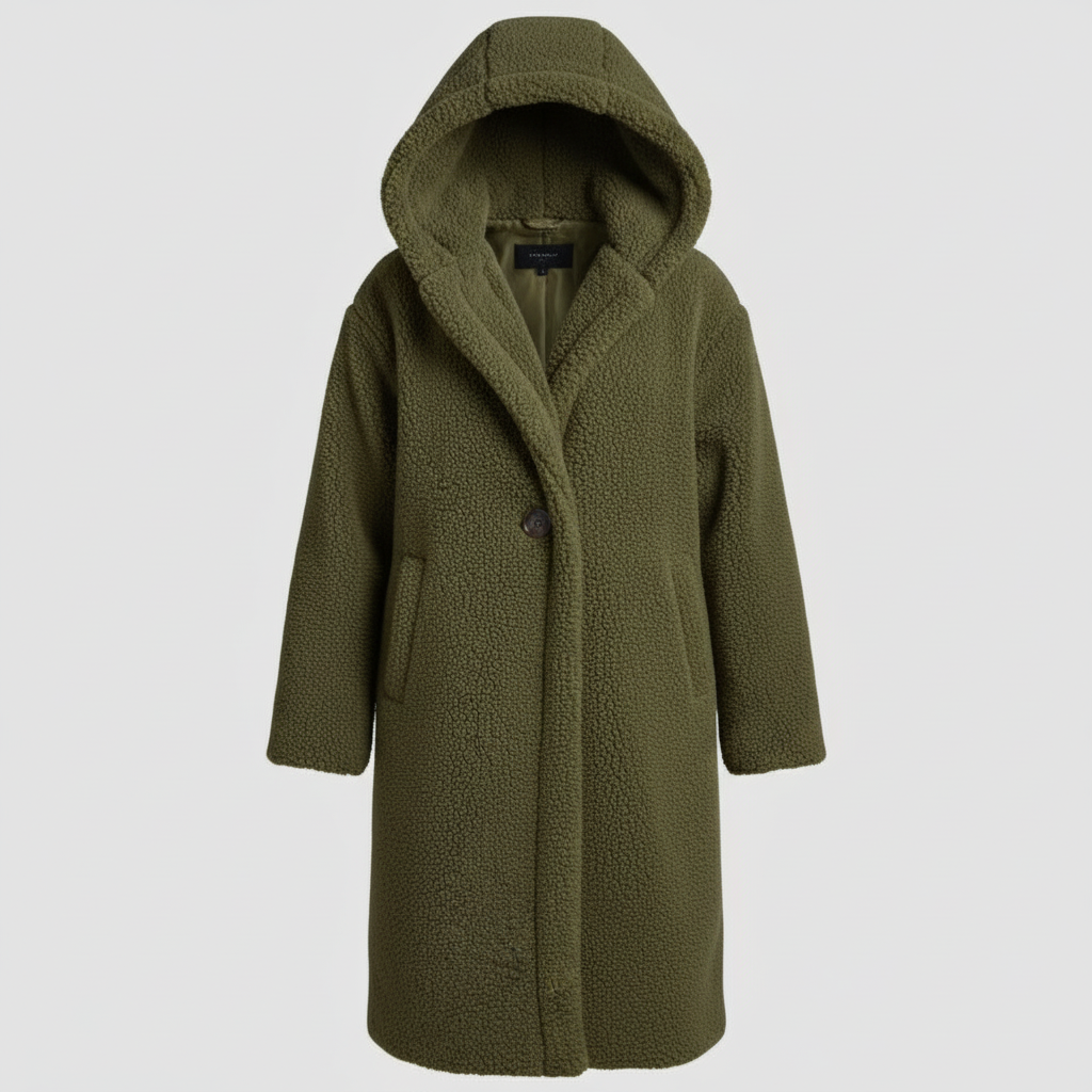 Stylish Teddy Coat Women's Comfort Long Coat Hood | Amarae