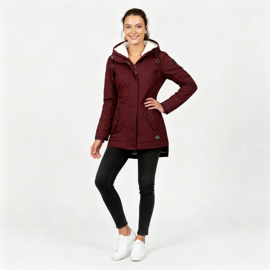 Warm Figure-hugging Mid-length Hooded Winter Coat Women | Amarae