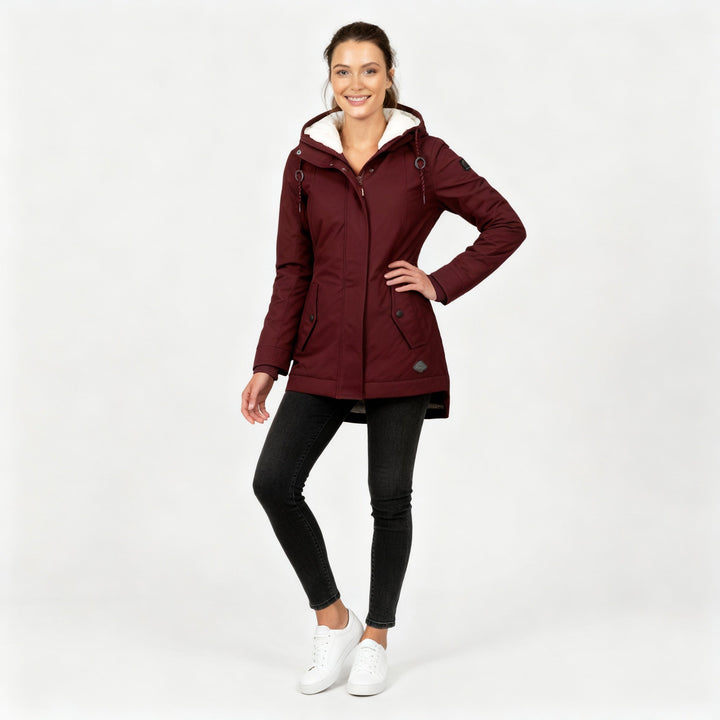 Warm Figure-hugging Mid-length Hooded Winter Coat Women | Amarae