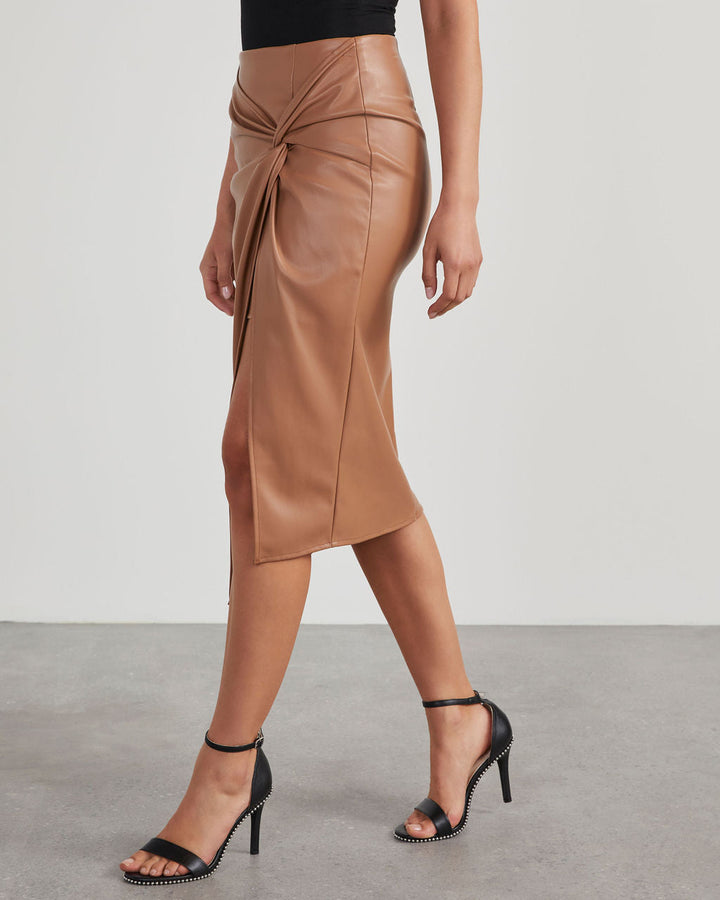 Lune London | Leather skirt Stylish eco leather skirt with slit for women