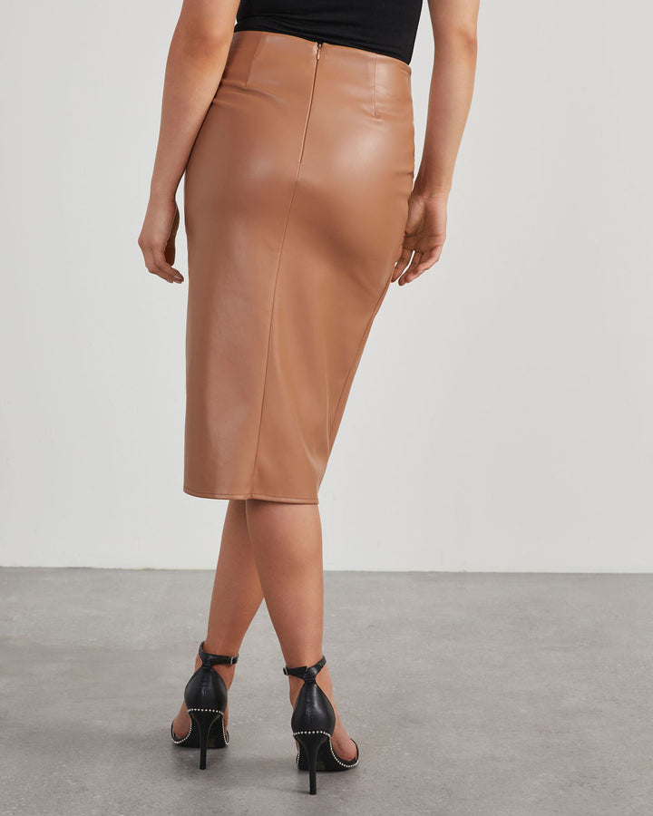 Lune London | Leather skirt Stylish eco leather skirt with slit for women
