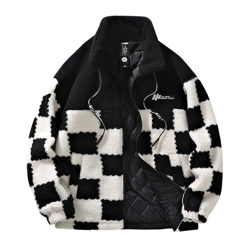 Amarae | Fleece jacket for men - checkerboard pattern - winter