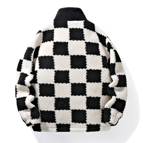 Amarae | Fleece jacket for men - checkerboard pattern - winter