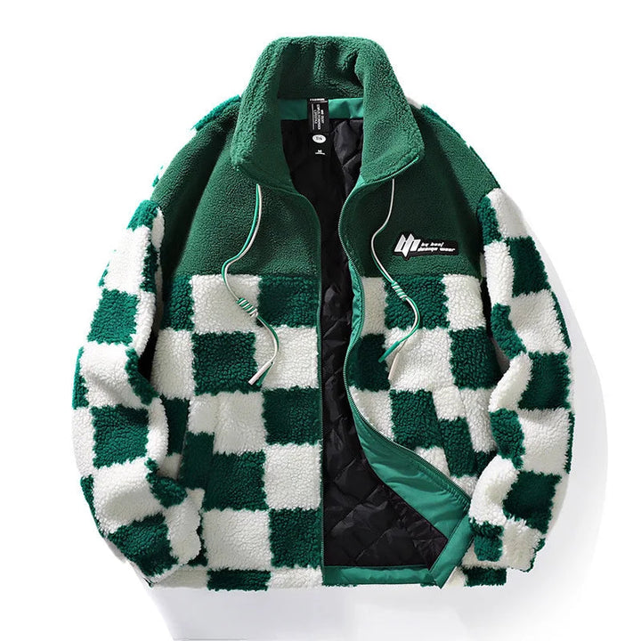 Amarae | Fleece jacket for men - checkerboard pattern - winter