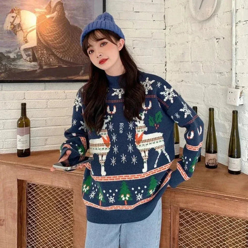 Amarae | Women's Christmas Knit Sweater with Reindeer - Knitted Sweater
