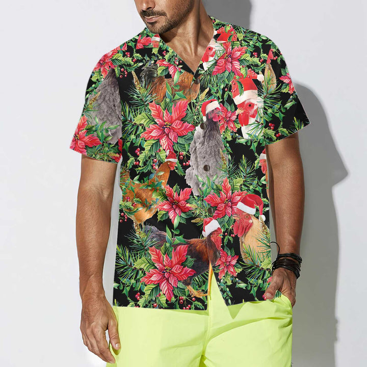 Amarae | Funny chicken with Christmas plants Hawaiian shirt