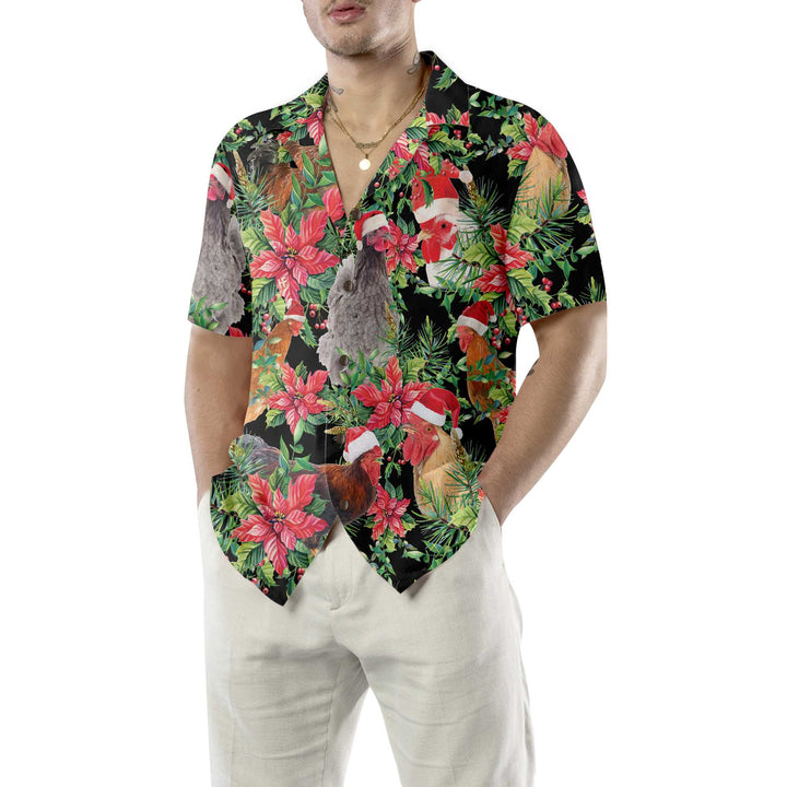 Amarae | Funny chicken with Christmas plants Hawaiian shirt