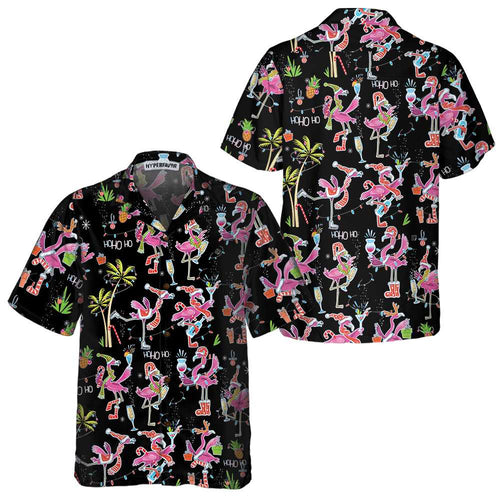 Amarae | Fun Christmas pink flamingo shirt, tropical Christmas shirt for men, best Christmas gift idea