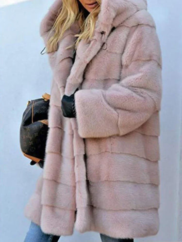 Amarae | Faux fur hooded jacket. Open front parka