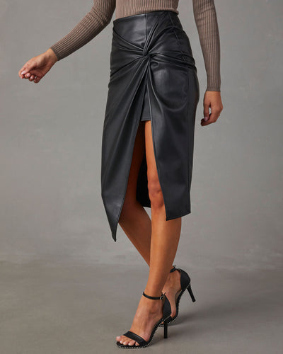 Amarae | Leather skirt Stylish eco leather skirt with slit for women
