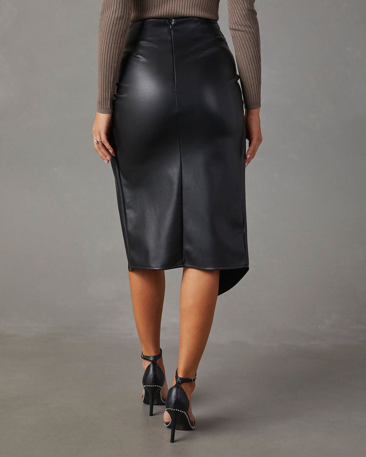 Lune London | Leather skirt Stylish eco leather skirt with slit for women