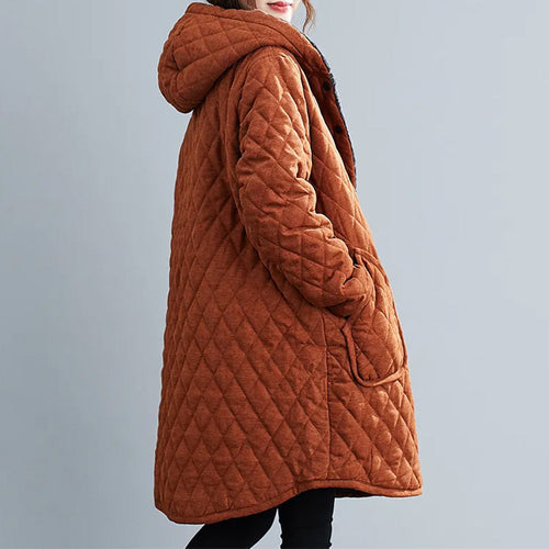 Amarae | Women's Hoodie - Long Quilted Jacket Knee-Length