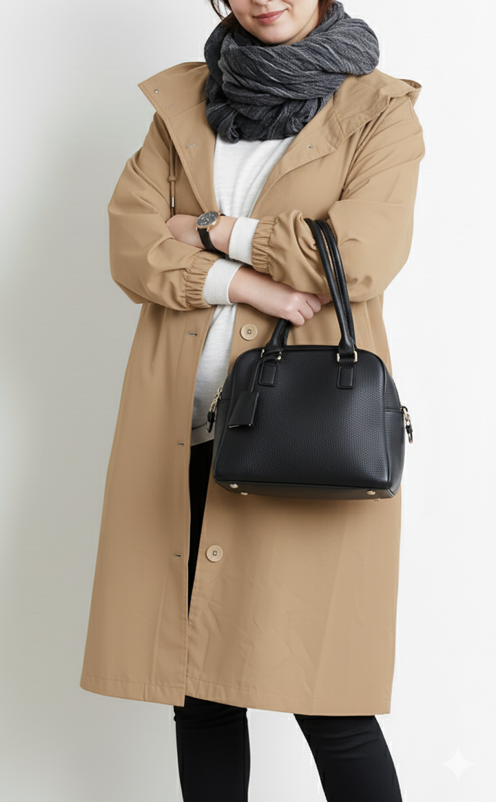 Amarae | Women’s trench coat with hood - Plus sizes