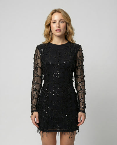 Elegant Fringe Sequin Dress Women | Amarae