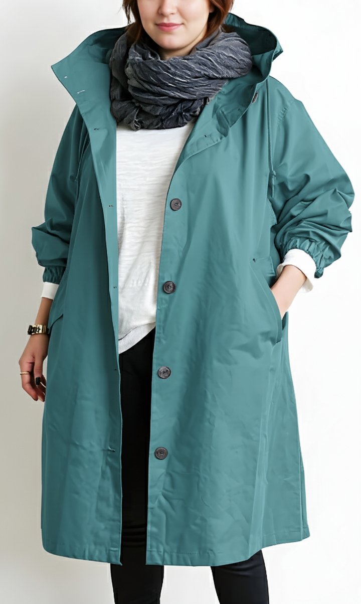 Amarae | Women’s trench coat with hood - Plus sizes
