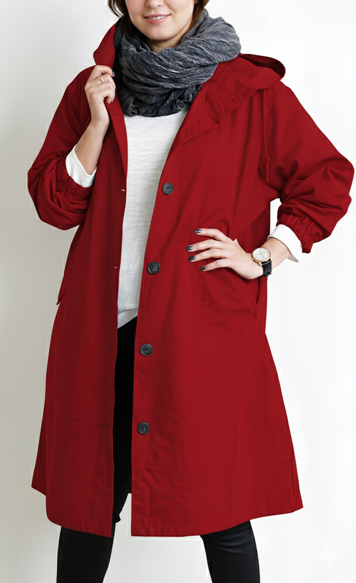 Amarae | Women’s trench coat with hood - Plus sizes