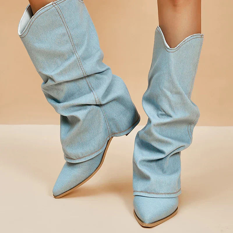Lune London | Denim knee-high boots