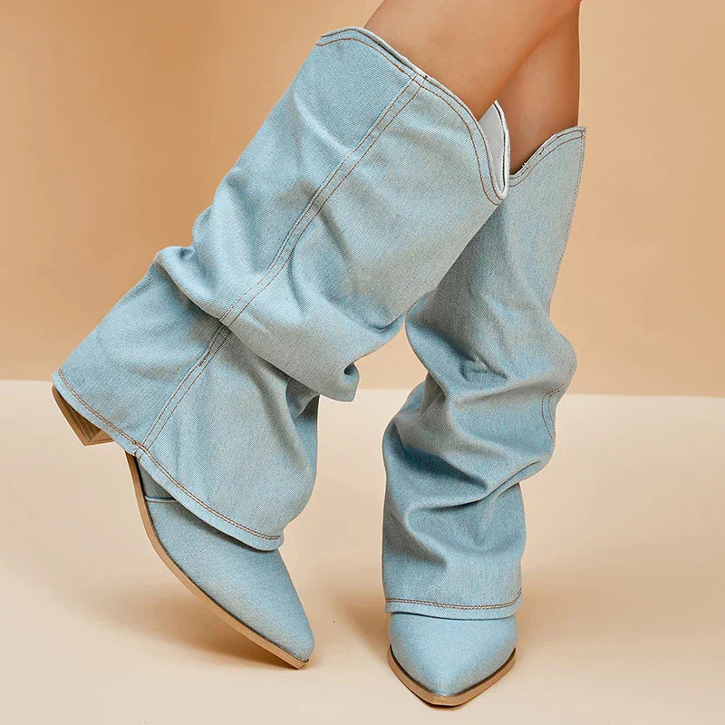 Lune London | Denim knee-high boots
