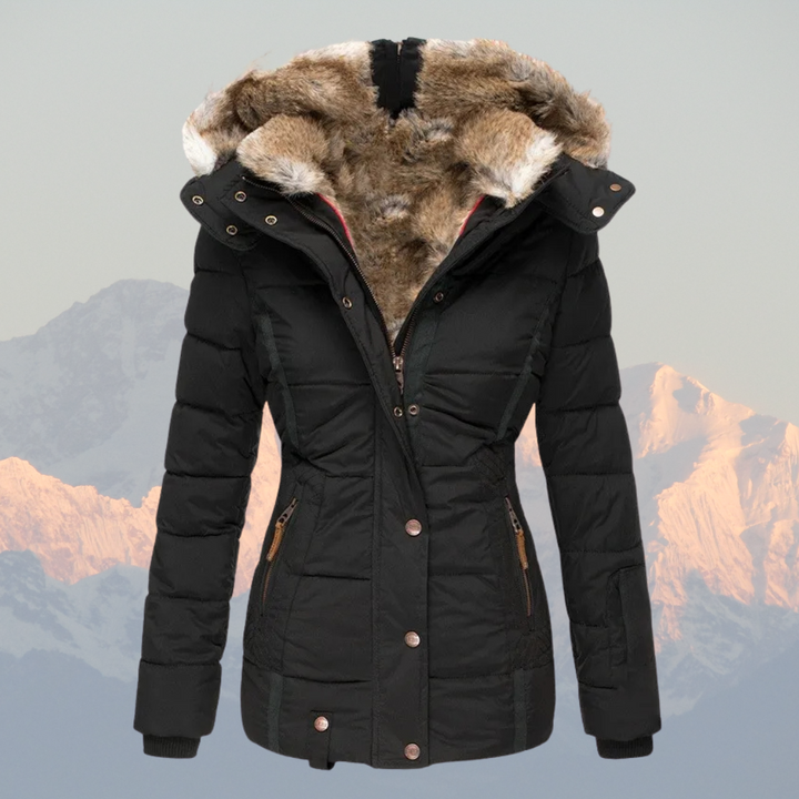 Lune London | Down Puffer Coat with Faux Fur Hood Warm Waterproof & Insulated Winter Jacket