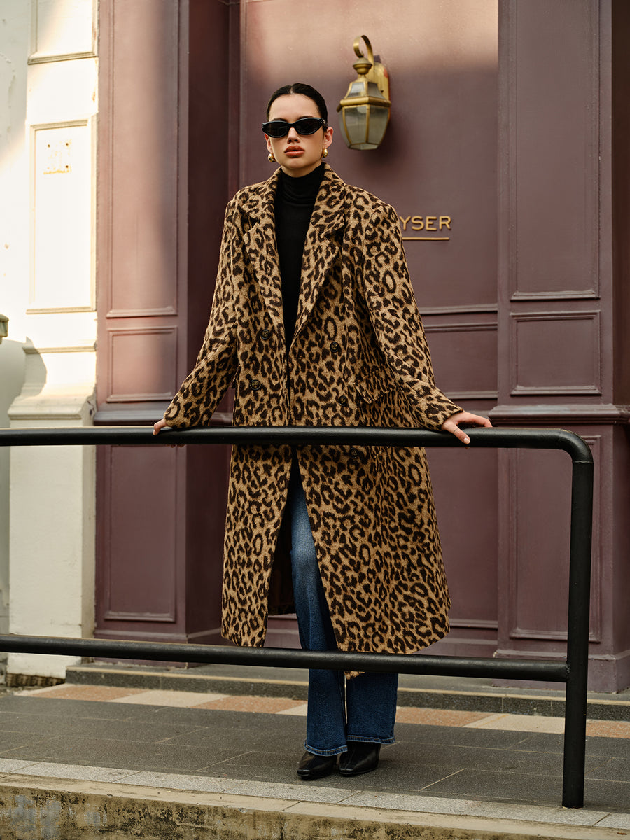 Lune London | Women's Long Winter Jacket with Leopard Pattern and Soft Warm Fabric