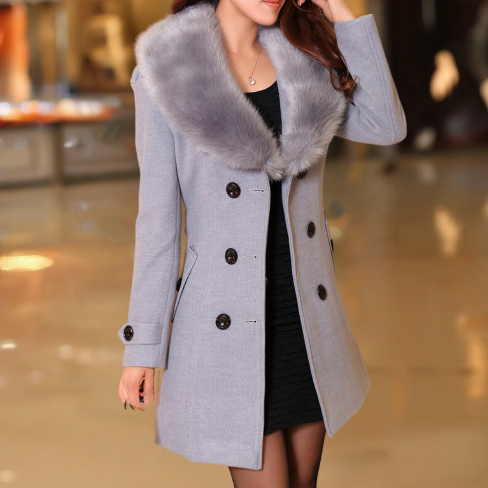 Amarae | Coat - Wool blend - Double breasted - Faux fur collar - Tailored fit