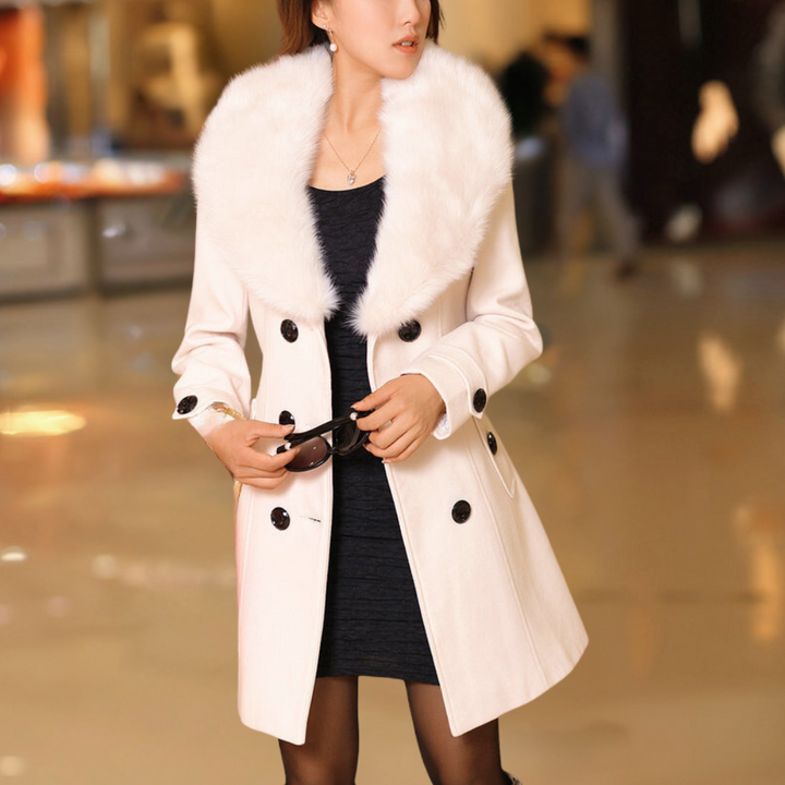 Amarae | Coat - Wool blend - Double breasted - Faux fur collar - Tailored fit