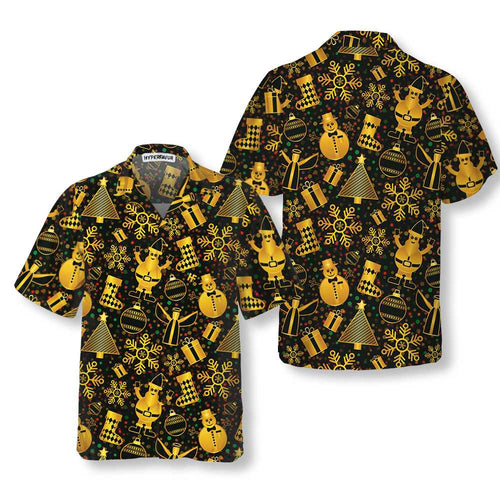 Amarae | Gold Hawaiian shirt for Christmas, fun Christmas shirt for men, best Christmas gift idea