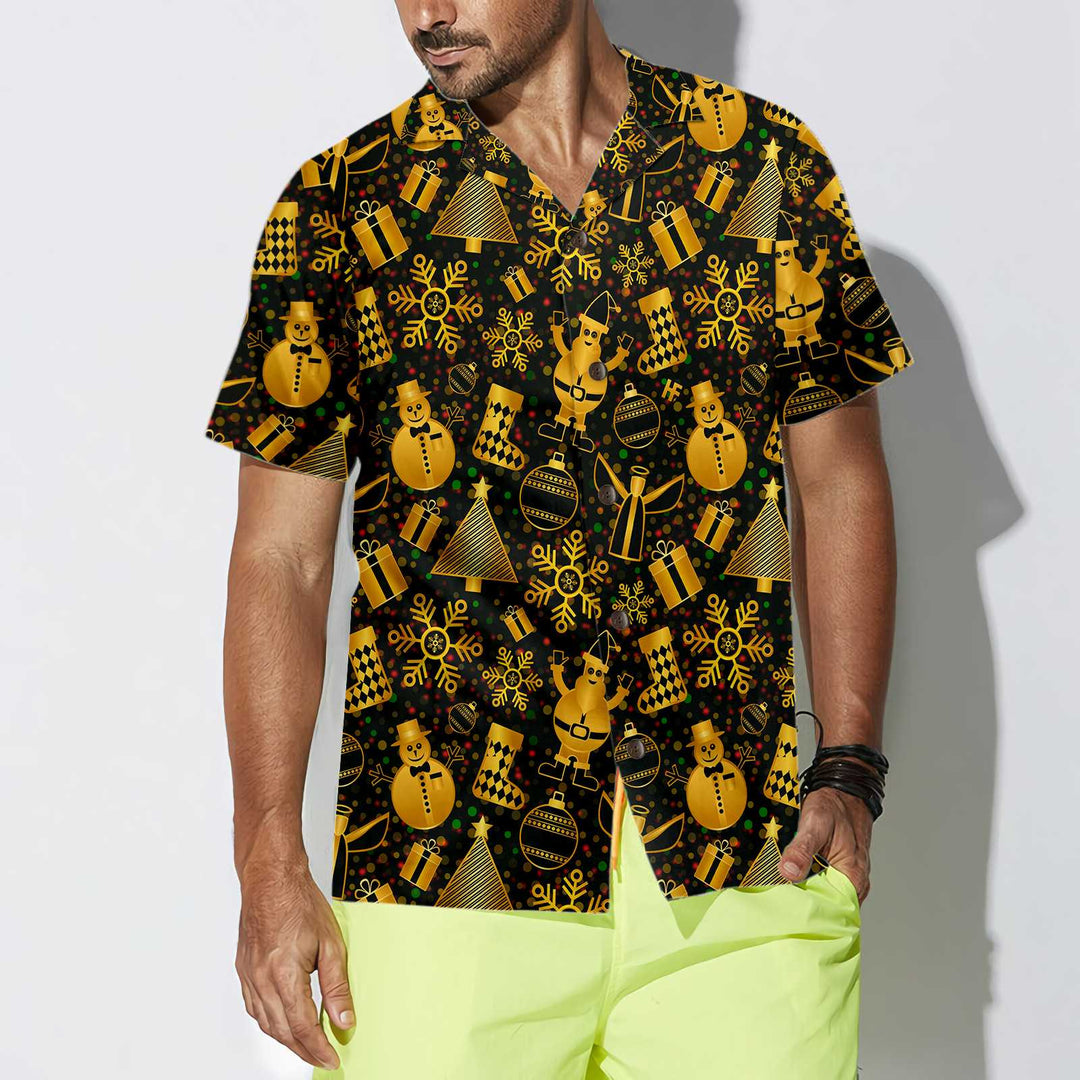 Lune London | Gold Hawaiian shirt for Christmas, fun Christmas shirt for men, best Christmas gift idea