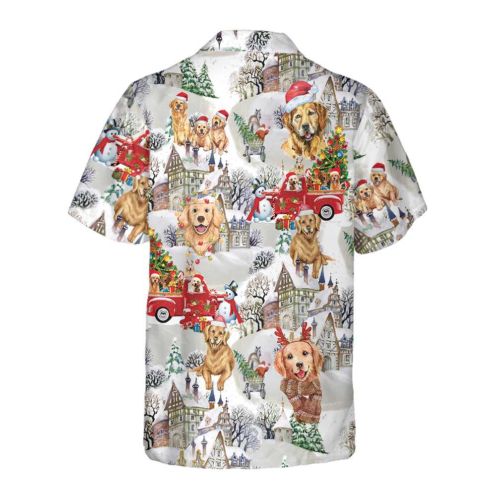 Lune London | Hawaiian shirt Golden Retriever for Christmas, Golden Retriever Christmas T-shirt, Christmas gift for Golden Retriever lovers