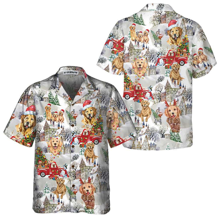 Lune London | Hawaiian shirt Golden Retriever for Christmas, Golden Retriever Christmas T-shirt, Christmas gift for Golden Retriever lovers