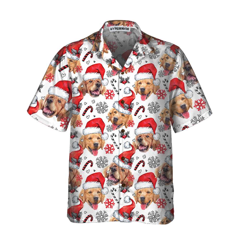 Lune London | Hawaiian shirt Golden Retriever Santa, fun Christmas T-shirt for men and women, Best Christmas gift