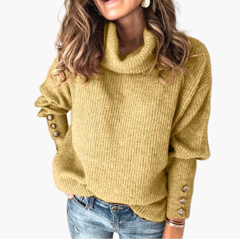 Lune London | Turtleneck sweater with button details - Trendy casual knit sweater