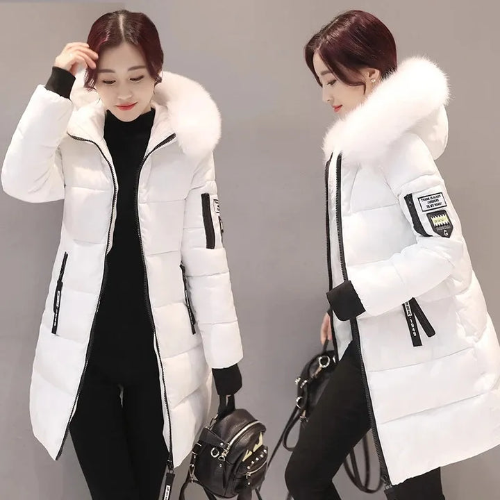 Amarae | Women's Quilted Jacket with Large Fur Collar and Hood