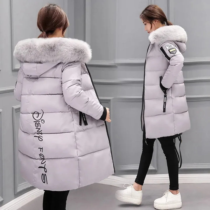 Amarae | Women's Quilted Jacket with Large Fur Collar and Hood