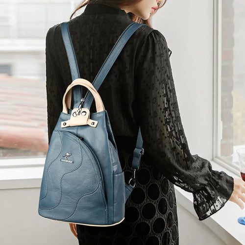 Amarae | Anti Theft Leather Backpack with Zipper for Women