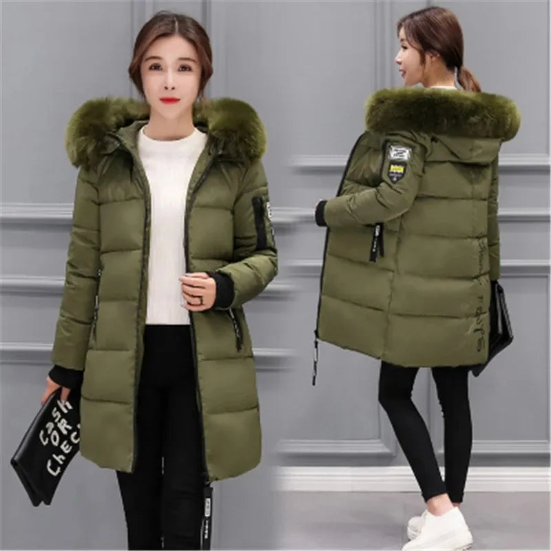 Amarae | Women's Quilted Jacket with Large Fur Collar and Hood