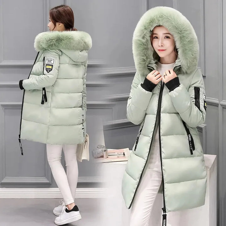 Amarae | Women's Quilted Jacket with Large Fur Collar and Hood