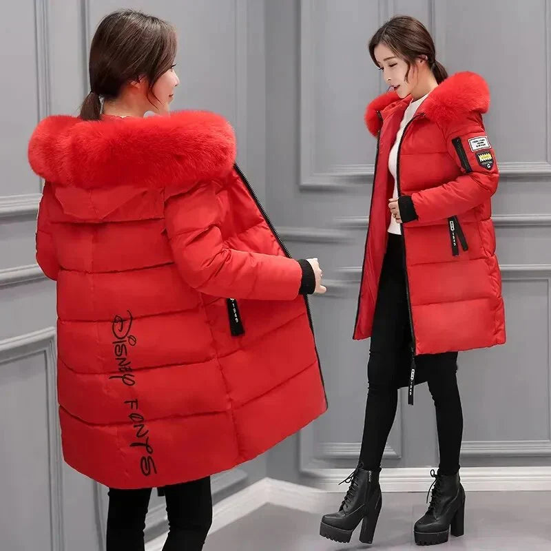 Amarae | Women's Quilted Jacket with Large Fur Collar and Hood
