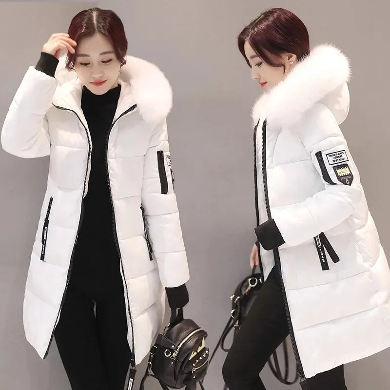 Amarae | Women's Quilted Jacket with Large Fur Collar and Hood