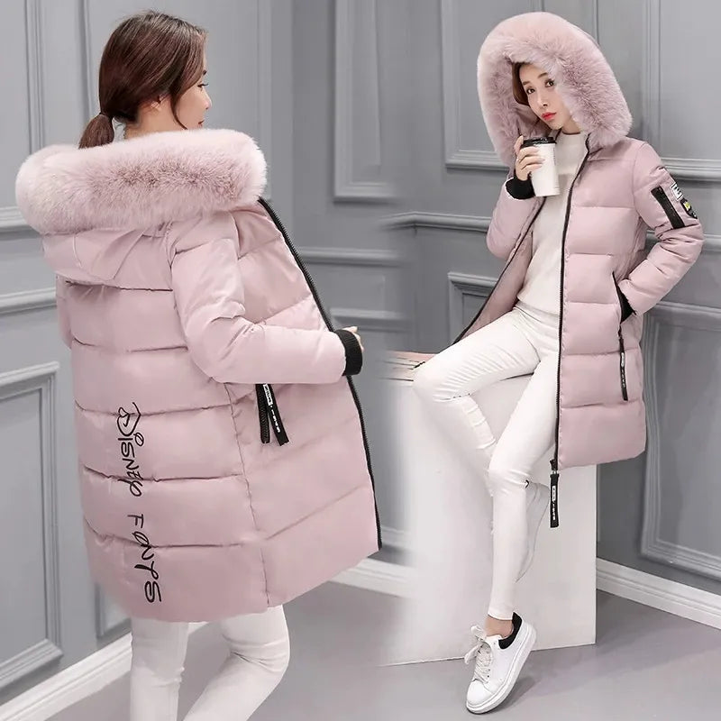 Amarae | Women's Quilted Jacket with Large Fur Collar and Hood