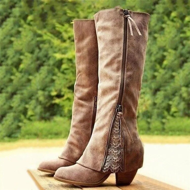Lune London | Vintage High Heel Boots with Chunky Heel