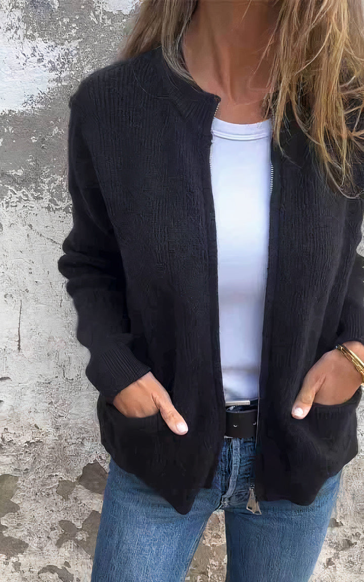 Amarae | Zipped knit jacket - Elegant transitional jacket for everyday and leisure