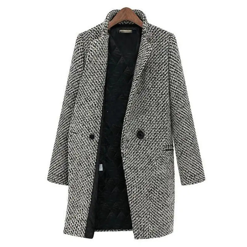 Amarae | Coat - Classic Houndstooth Pattern - Knee Length - Timeless Tailored Design
