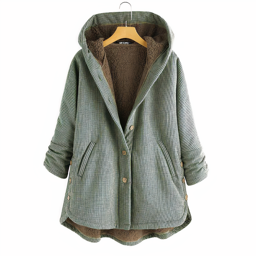 Amarae | Checked wool coat with hood