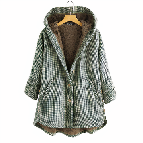 Amarae | Checked wool coat with hood