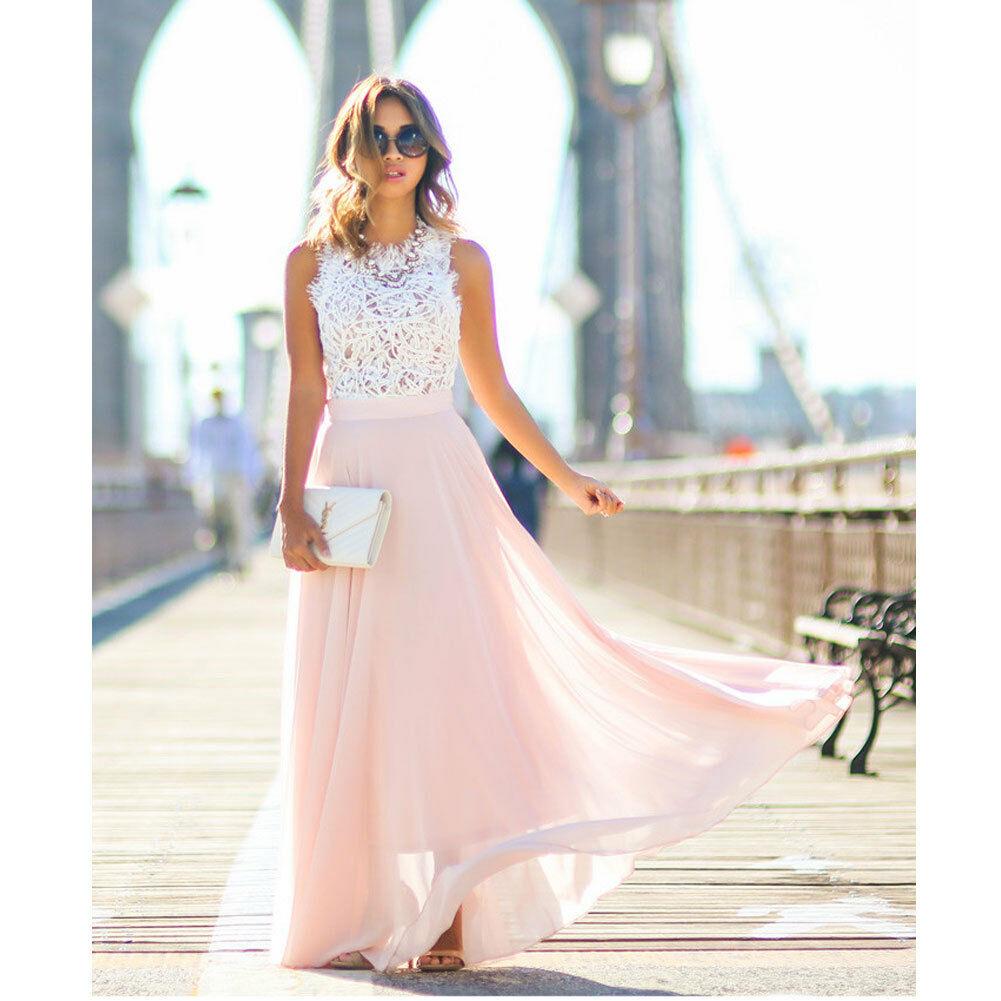 Lune London | Sleeveless Dress Elegant Lace Top Flowing Long Skirt Festive Clothing