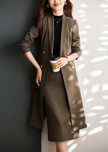 Amarae | Brown cotton double-breasted trench coats