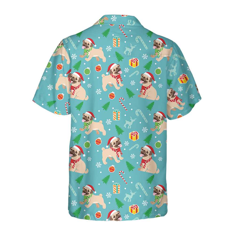Lune London | Merry Pug Hawaiian Shirt, Funny Pug Christmas T-Shirt