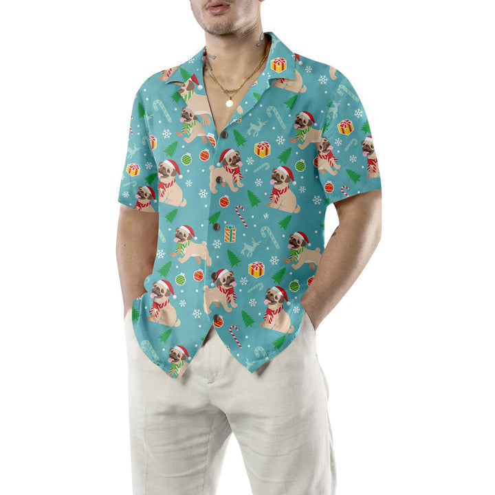 Lune London | Merry Pug Hawaiian Shirt, Funny Pug Christmas T-Shirt