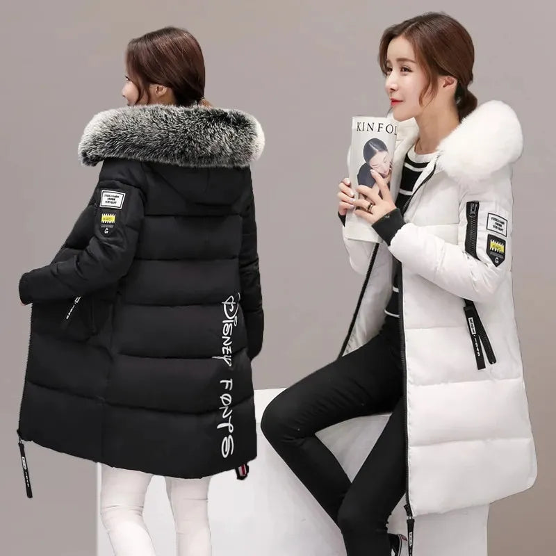 Amarae | Women's Quilted Jacket with Large Fur Collar and Hood